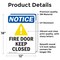 Signmission Fire Door Keep Closed Sign, Vinyl Decal, 12in W x 18in L, 2PK OS-2PACK-NS-D-1218-V-12577 - alternate 3